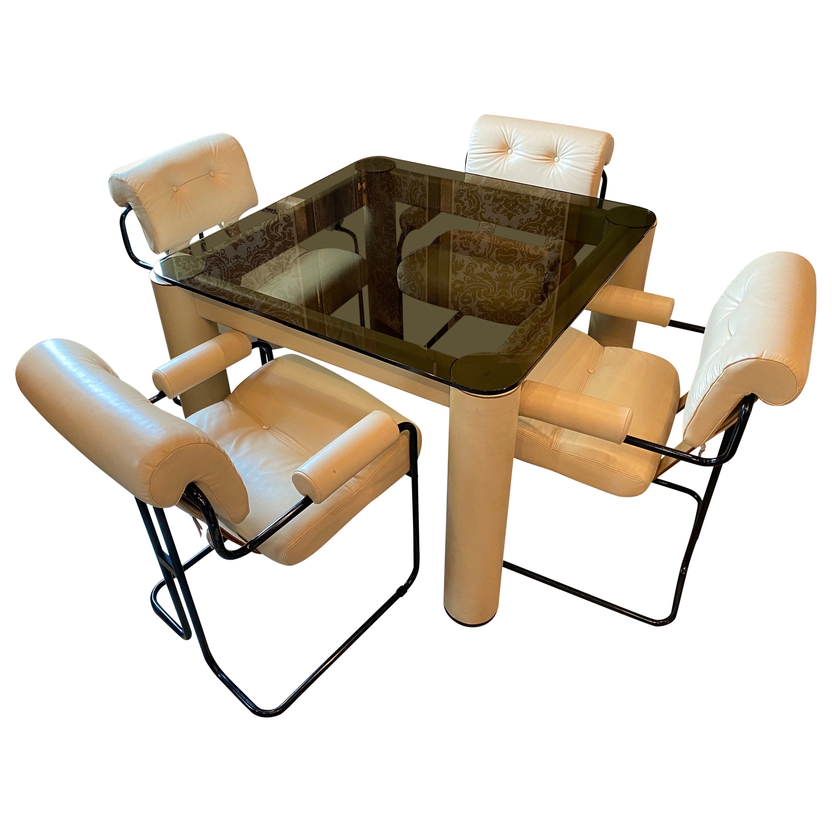 Tucroma Game Table and Four Chairs, Italy, 1970's