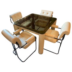 Tucroma Game Table and Four Chairs, Italy, 1970's