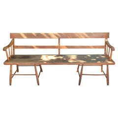 18th Century Antique Long Wooden Bench with Spindles