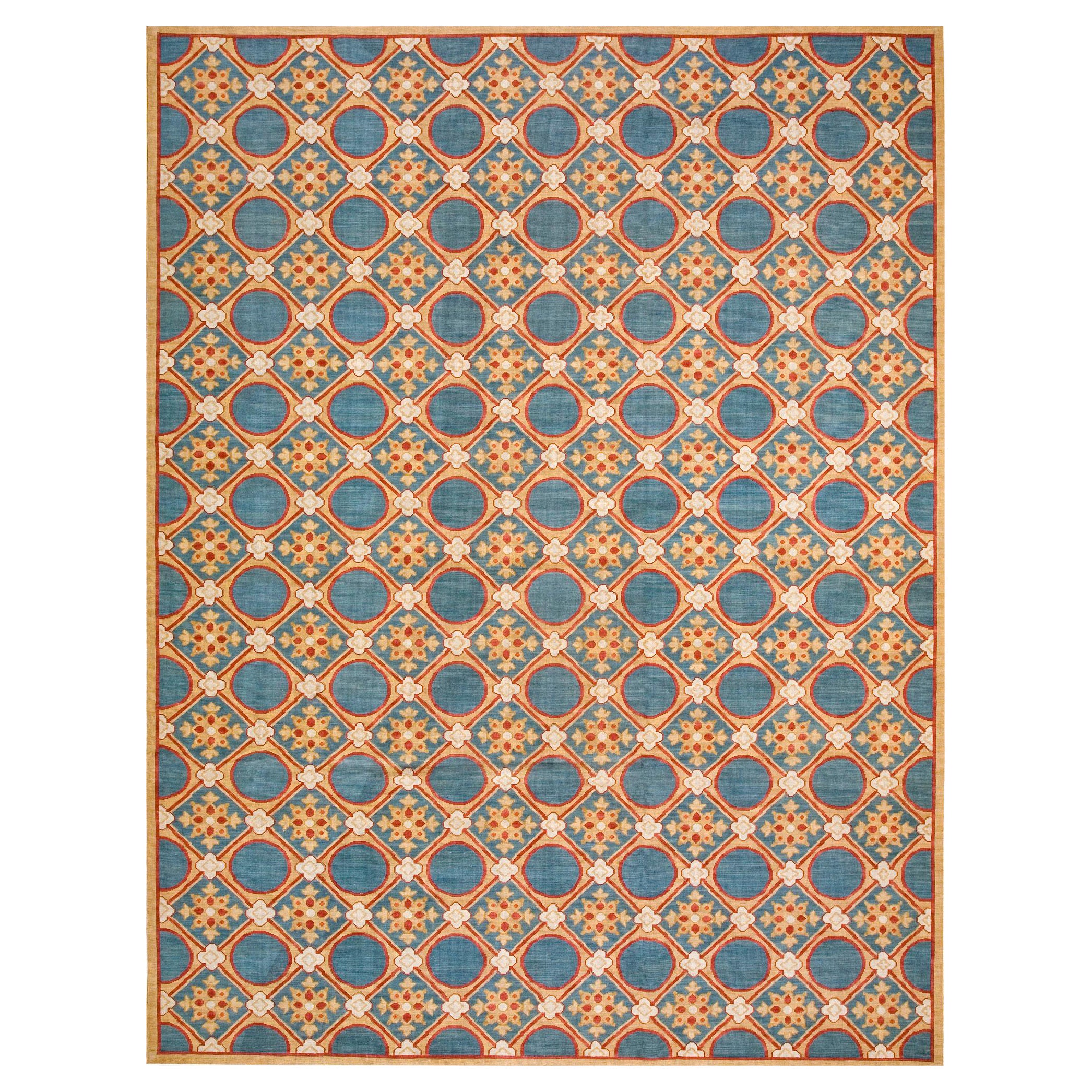  Zeitgenössischer handgewebter Flachgewebe-Teppich mit Gobelinstickerei ( 9' x 12' - 275 x 365 cm 