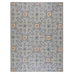 Handwoven Needlepoint Flat Weave Carpet 9' 0" x 12' 0"