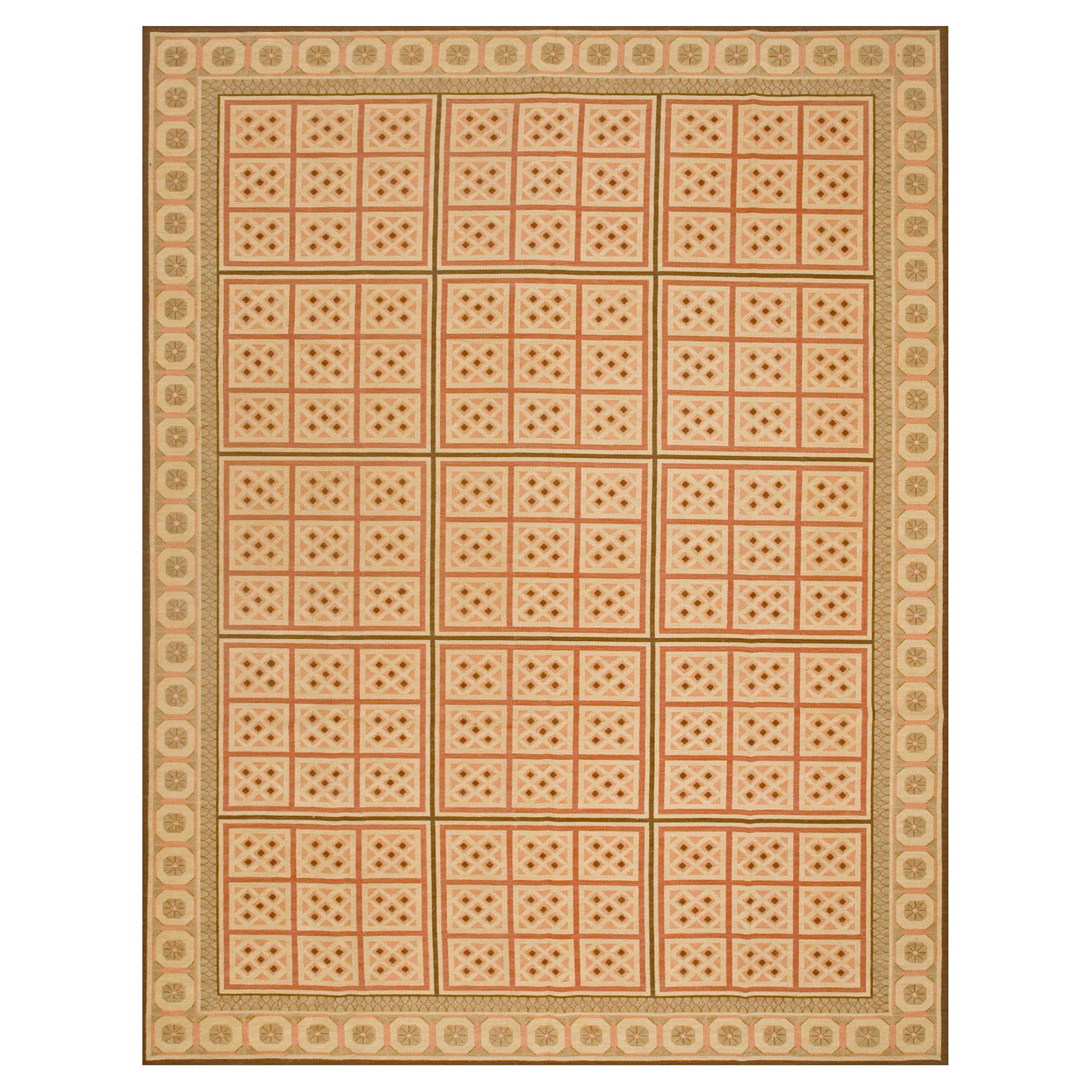 Zeitgenssischer Flachgewebe-Teppich mit Gobelinstickerei ( 9'' x 12'' - 275 x 365 cm) im Angebot