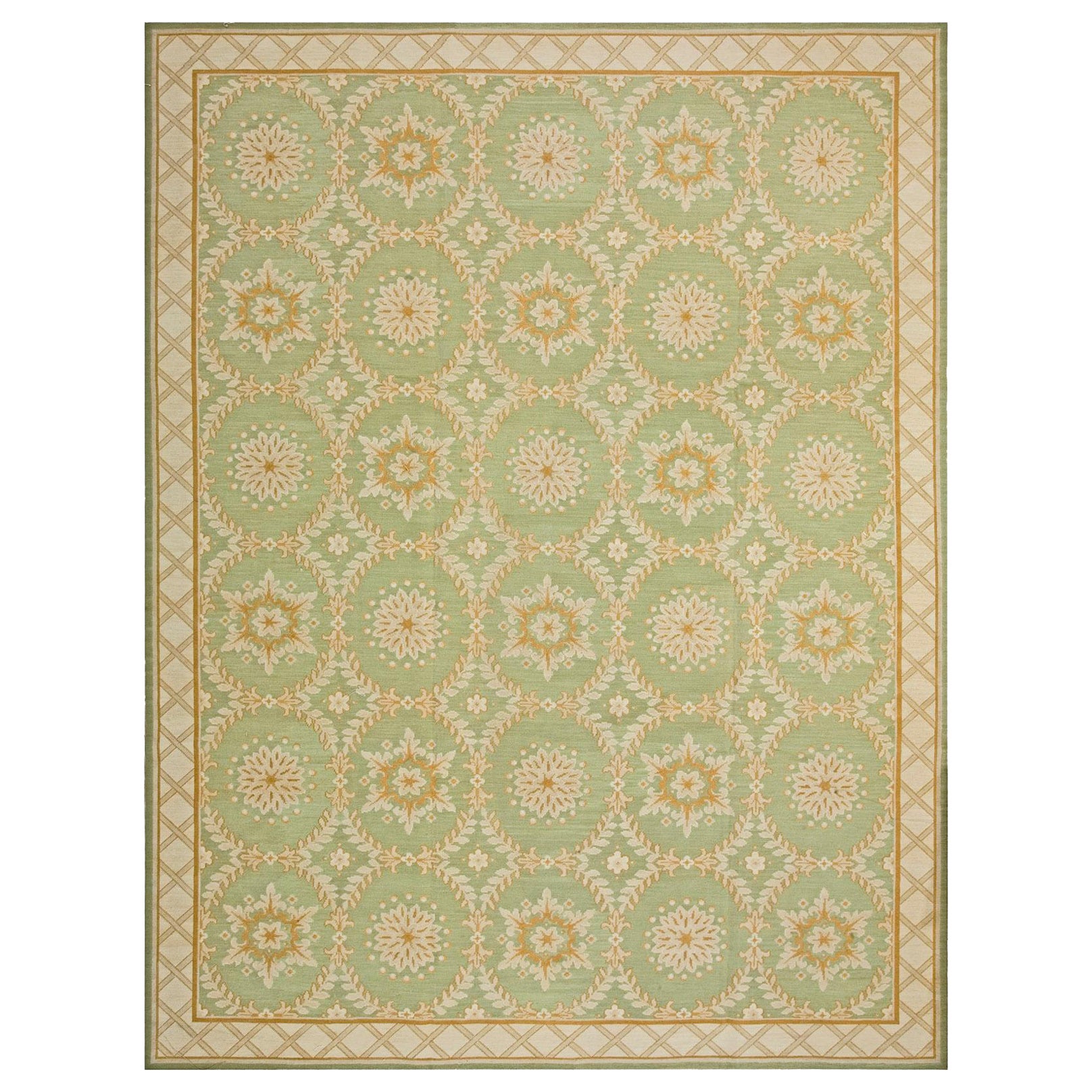 Contemporaneity Handwoven Wool Needlepoint Flat Weave Carpet For Sale