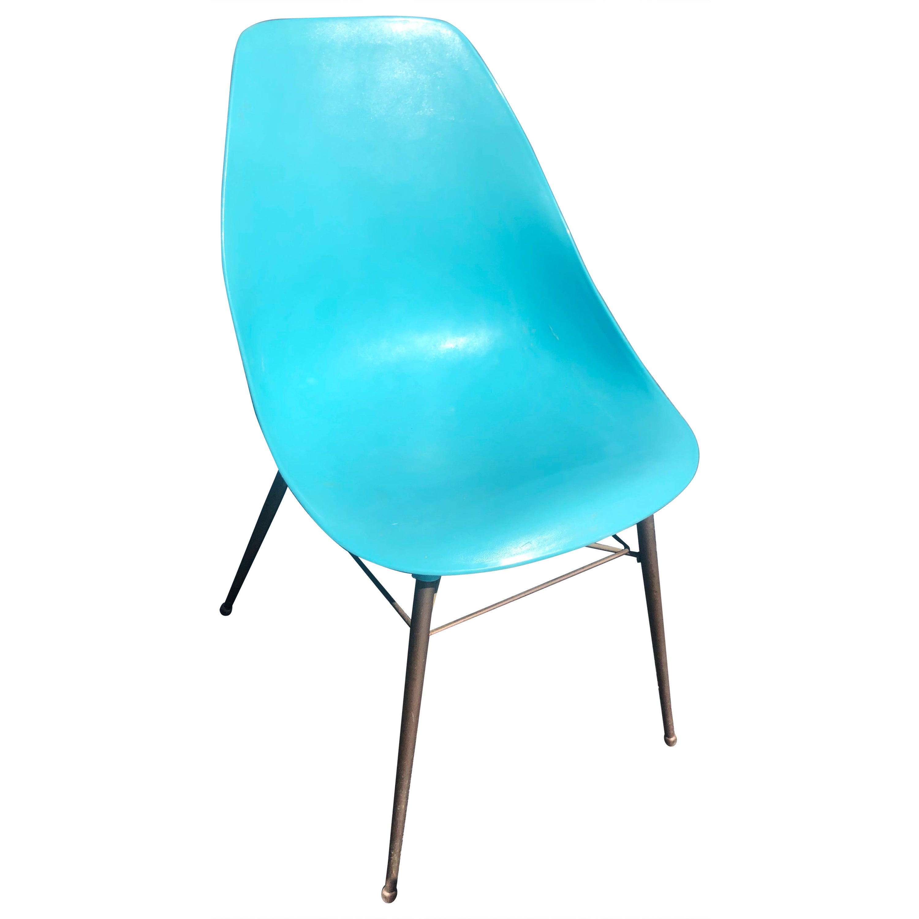Mid Century Turquoise Shell Chair