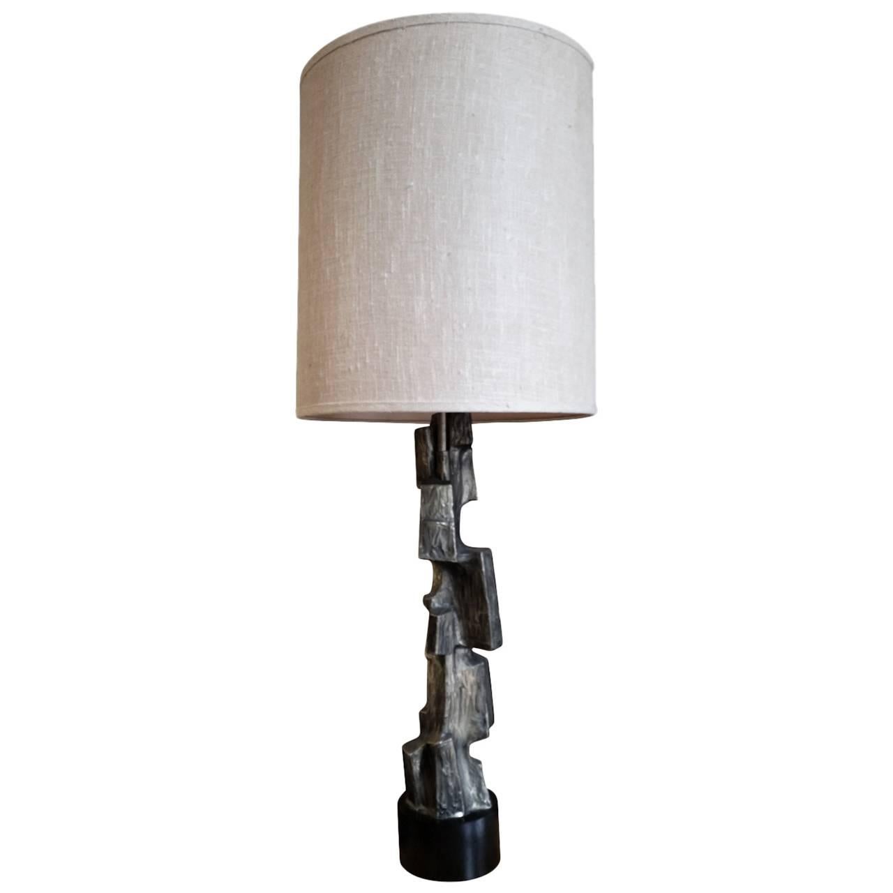 Vintage Tall Brutalist Laurel Table Lamp