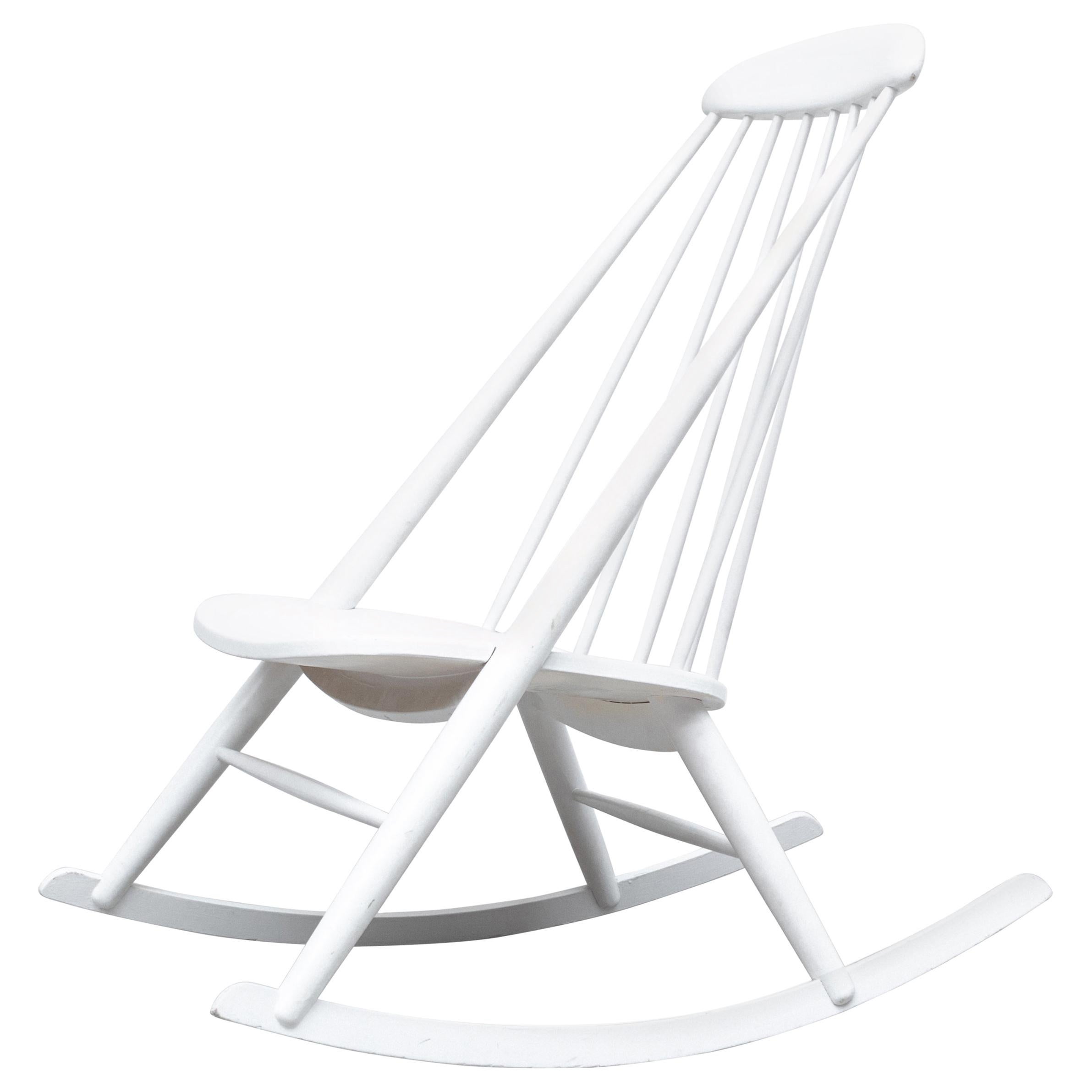 Ilmari Tapiovaara Attributed White Lacquered Rocking Chair