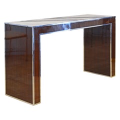 Rosewood and Polished Steel Console Table by Michael Kirkpatrick for Bolier