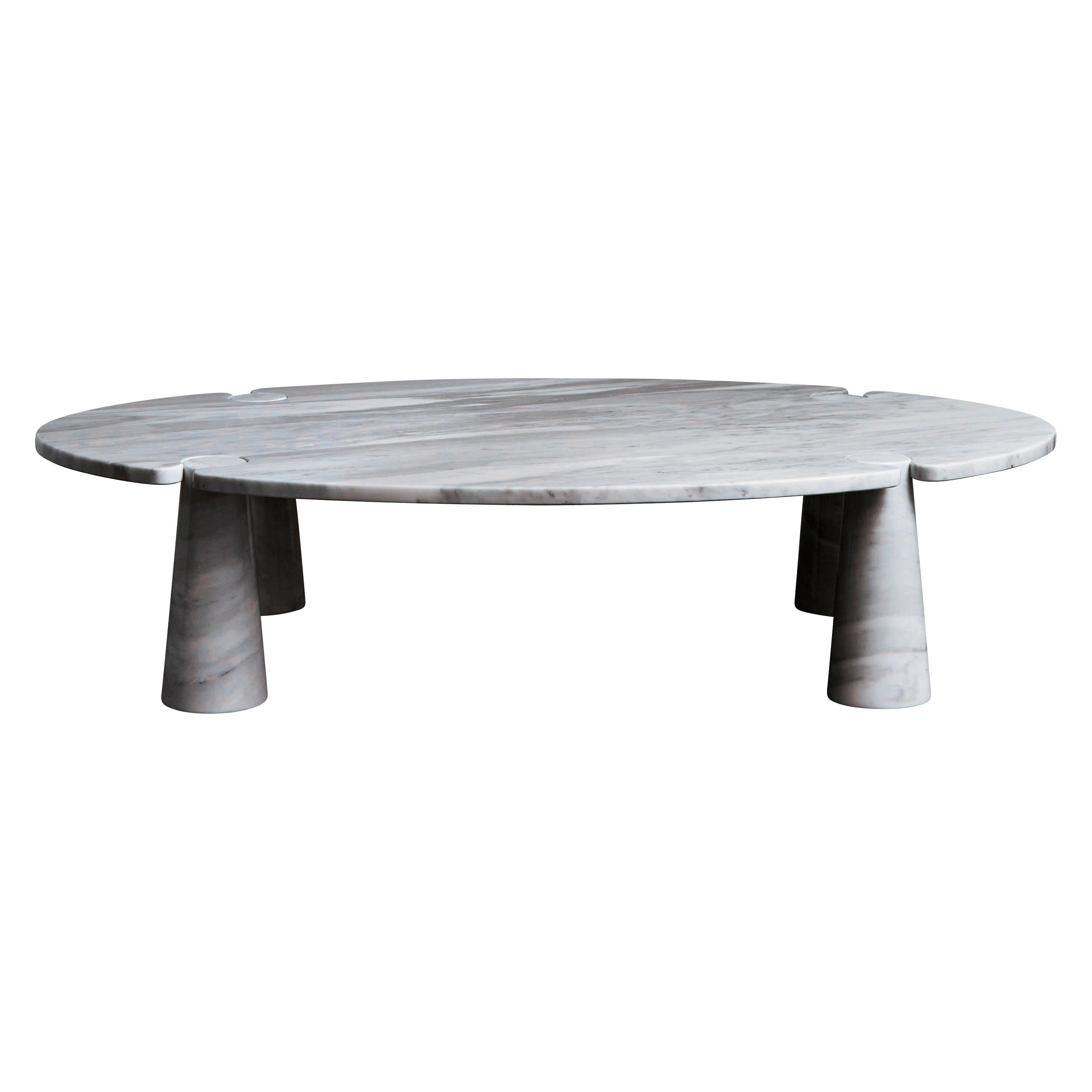 Oval Eros Angelo Mangiarotti Carrara Marble Coffee Table
