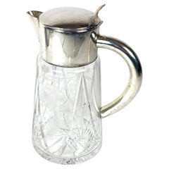 Silver Plate Grape and Flower Cut Glass Lemonade or Water Pitcher