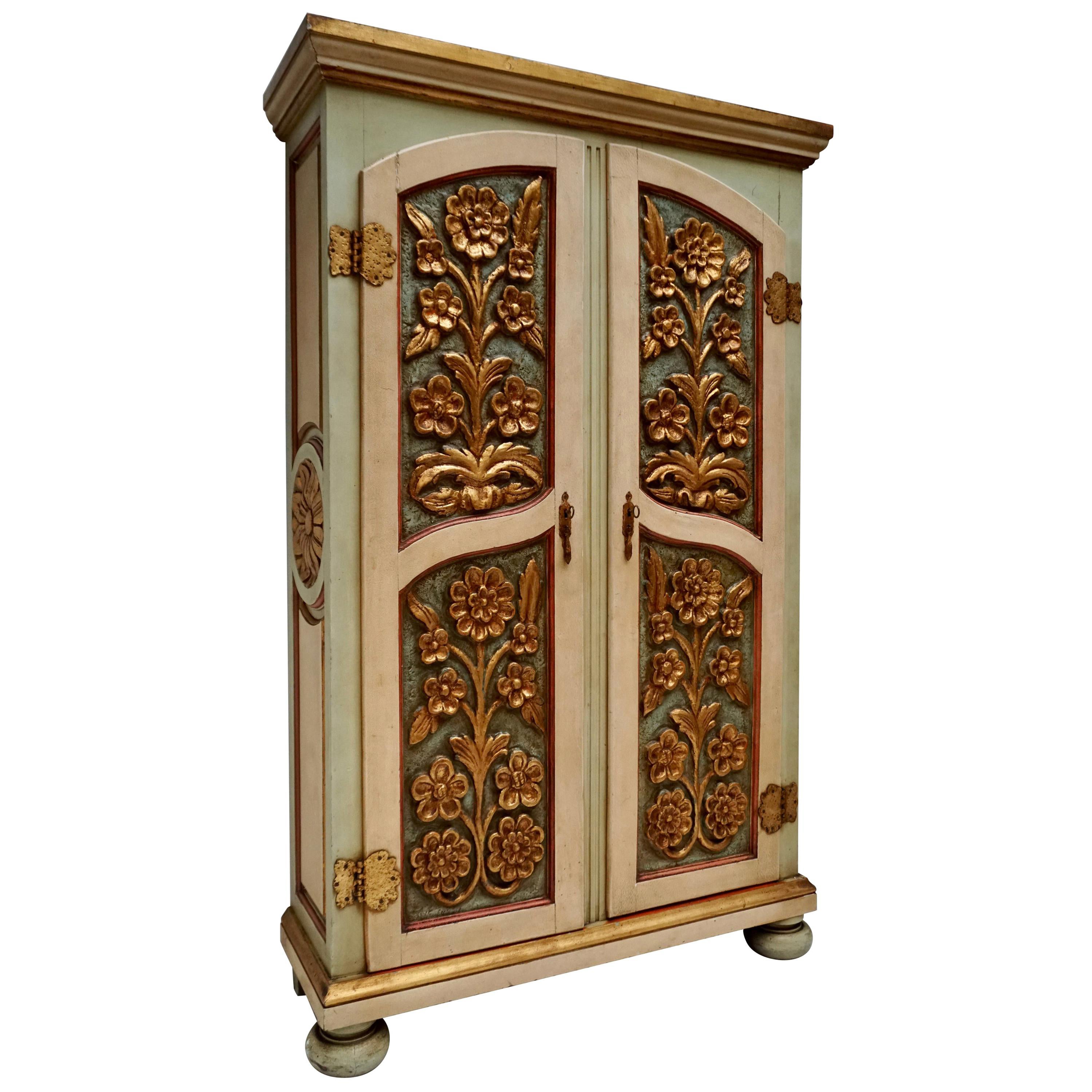 20th Century Lacquered Painted and Giltwood Italian Wardrobe, 1960 For Sale