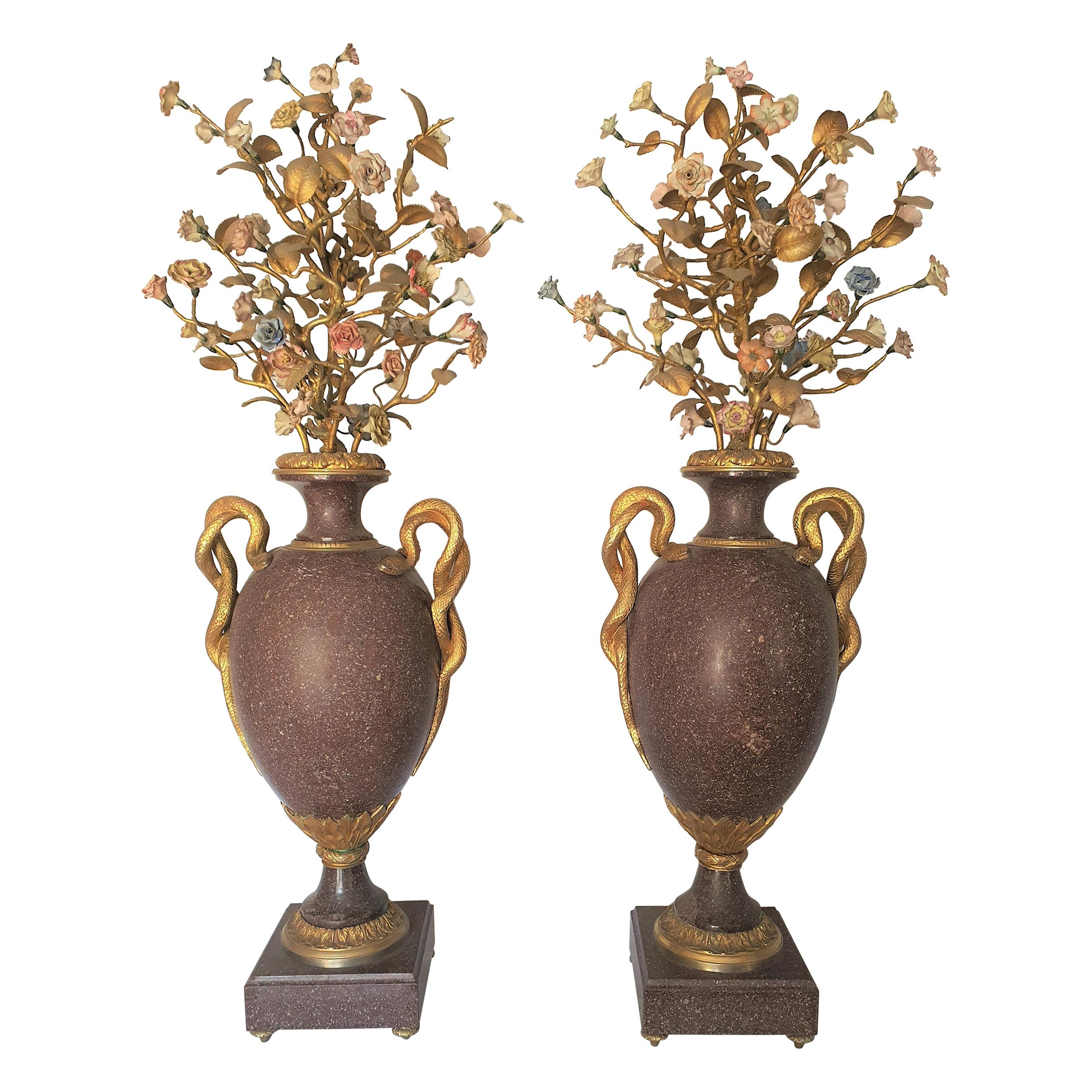 Rare Pair of Early 19th Century Empire Bronze Vases, French or German