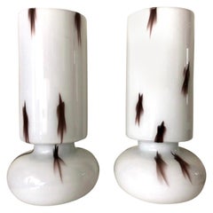 Used Pair of Mid Century Opaline Glass Table Lamps by Fiamma S.A. Barcelona, 1970s
