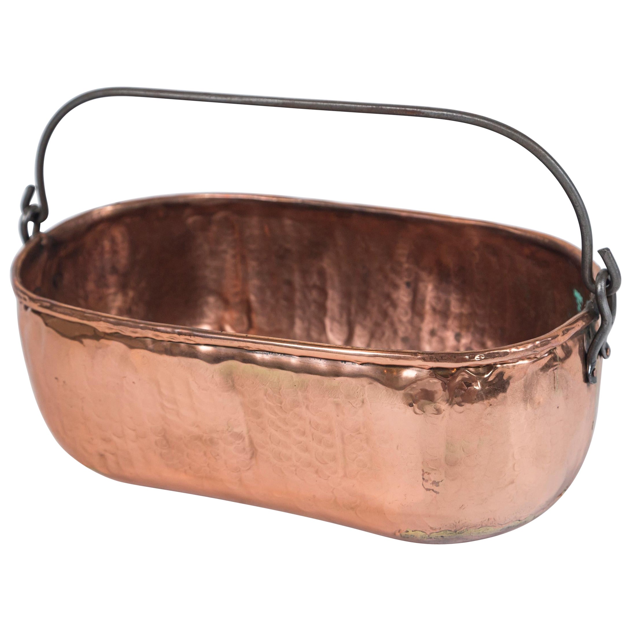 Antique Copper Oval Bucket, circa 1910 For Sale