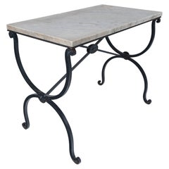 Marble Top Iron Table, France, Early 20th Century