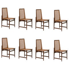 Set of 8 Rosewood and Cane Chairs by Móveis Cantù, 1960s, Brazilian Midcentury