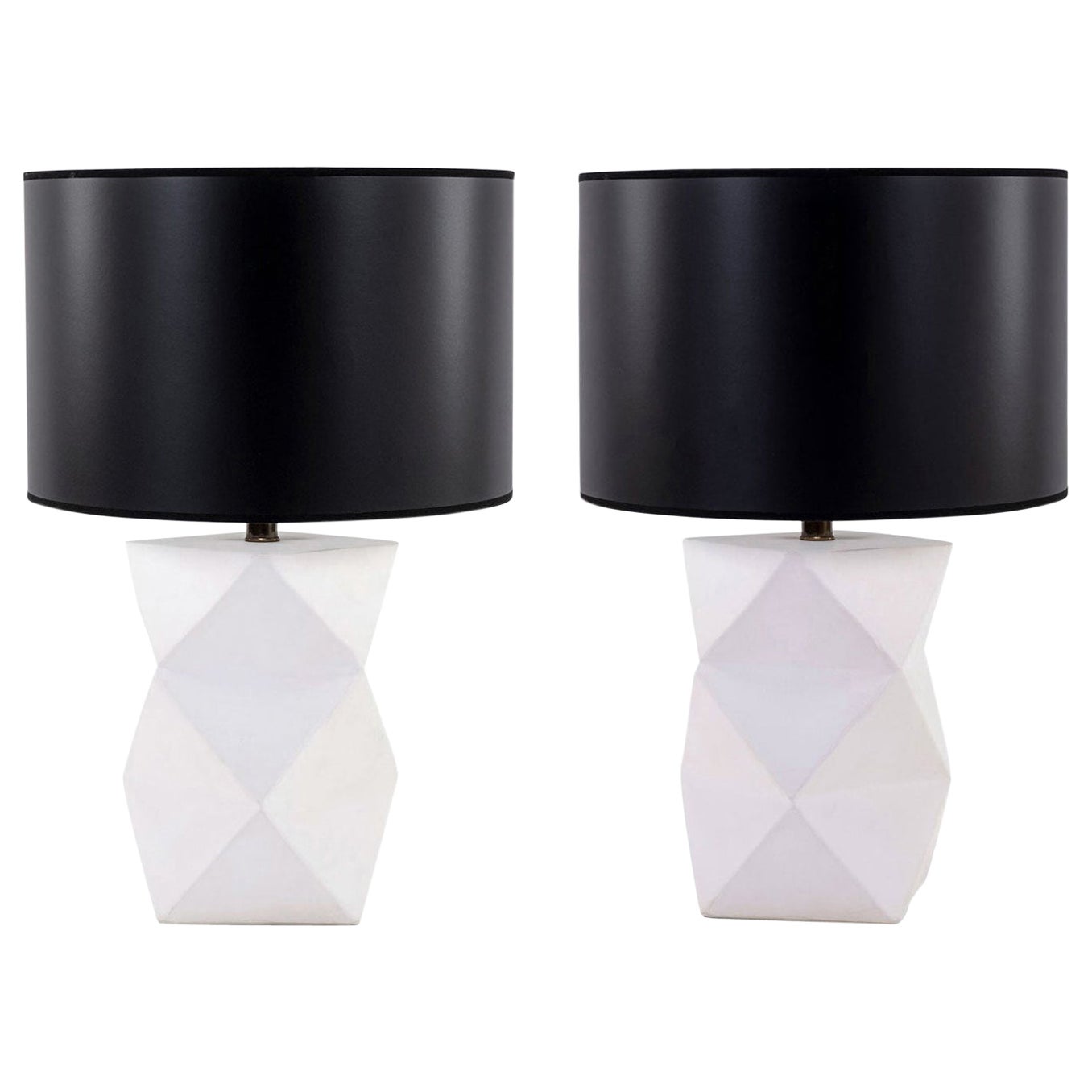 Lampe „Origami“ aus weißem Gips