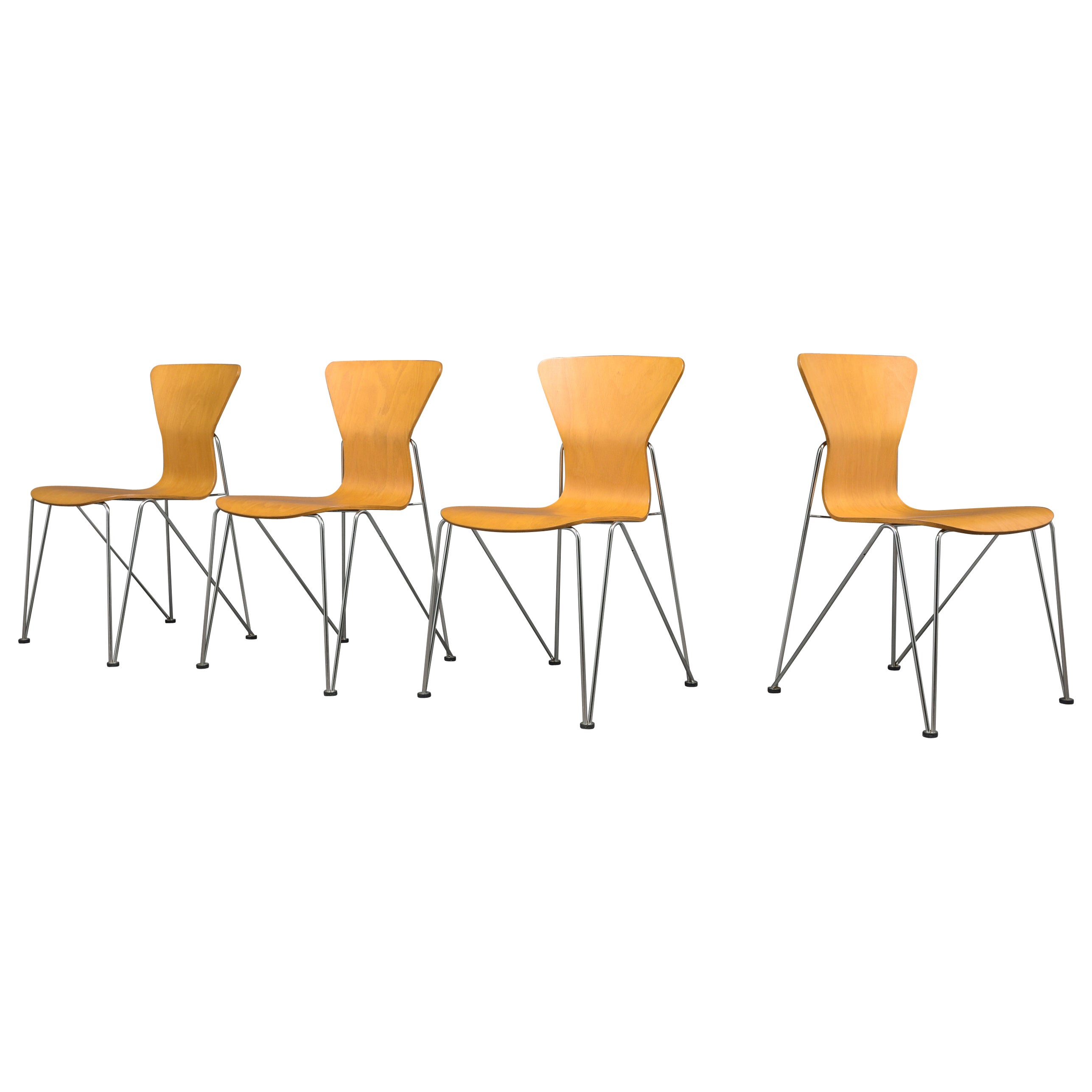 Set of Four Mid-Century Plywood Chairs