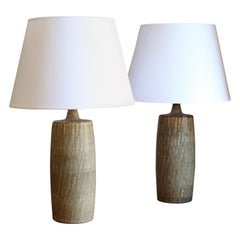 Gunnar Nylund, Sizable Table Lamps, Glazed Stoneware, Rörstand, Sweden, 1950s