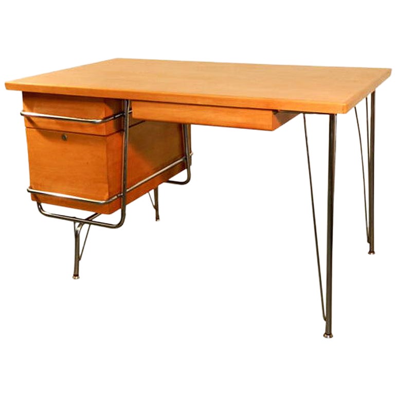 Heywood Wakefield Trimline Desk & Chair Kem Weber Design For Sale