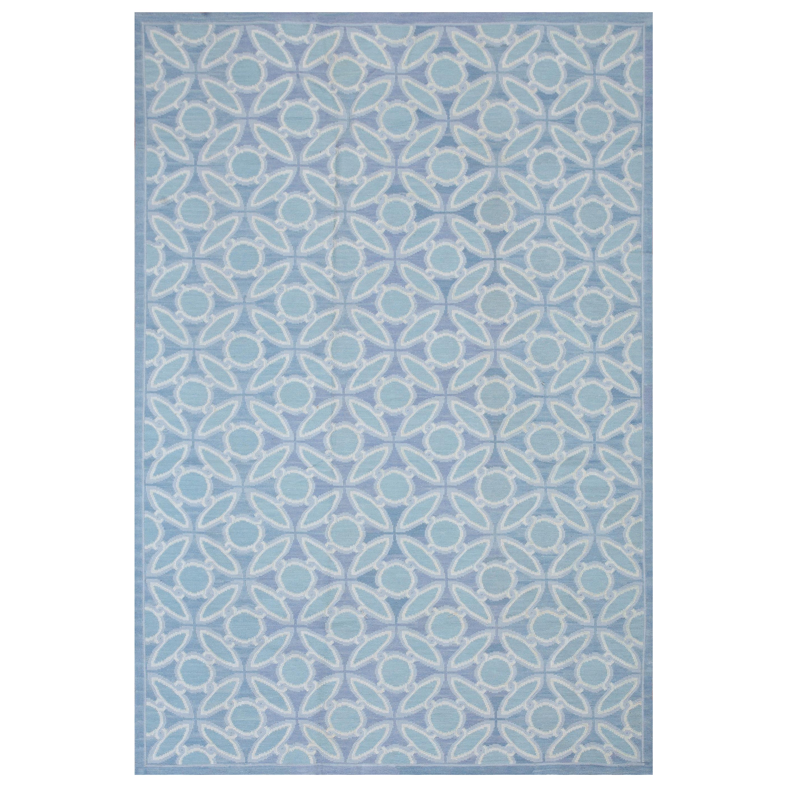 Contemporary Handwoven Needlepoint Flat Weave Carpet  (6' x 9' - 183 x 274 cm)