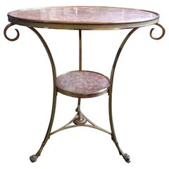 French Louis XVI Style Bronze Dore and Marble Table