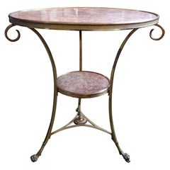 Used French Louis XVI Style Bronze Dore and Marble Table