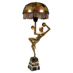 Vintage French Art Deco Table Lamp with a Dancer, ca 1930