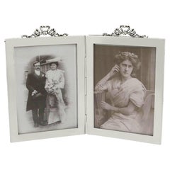 Antique Edwardian Sterling Silver Double Photograph Frame, 1907