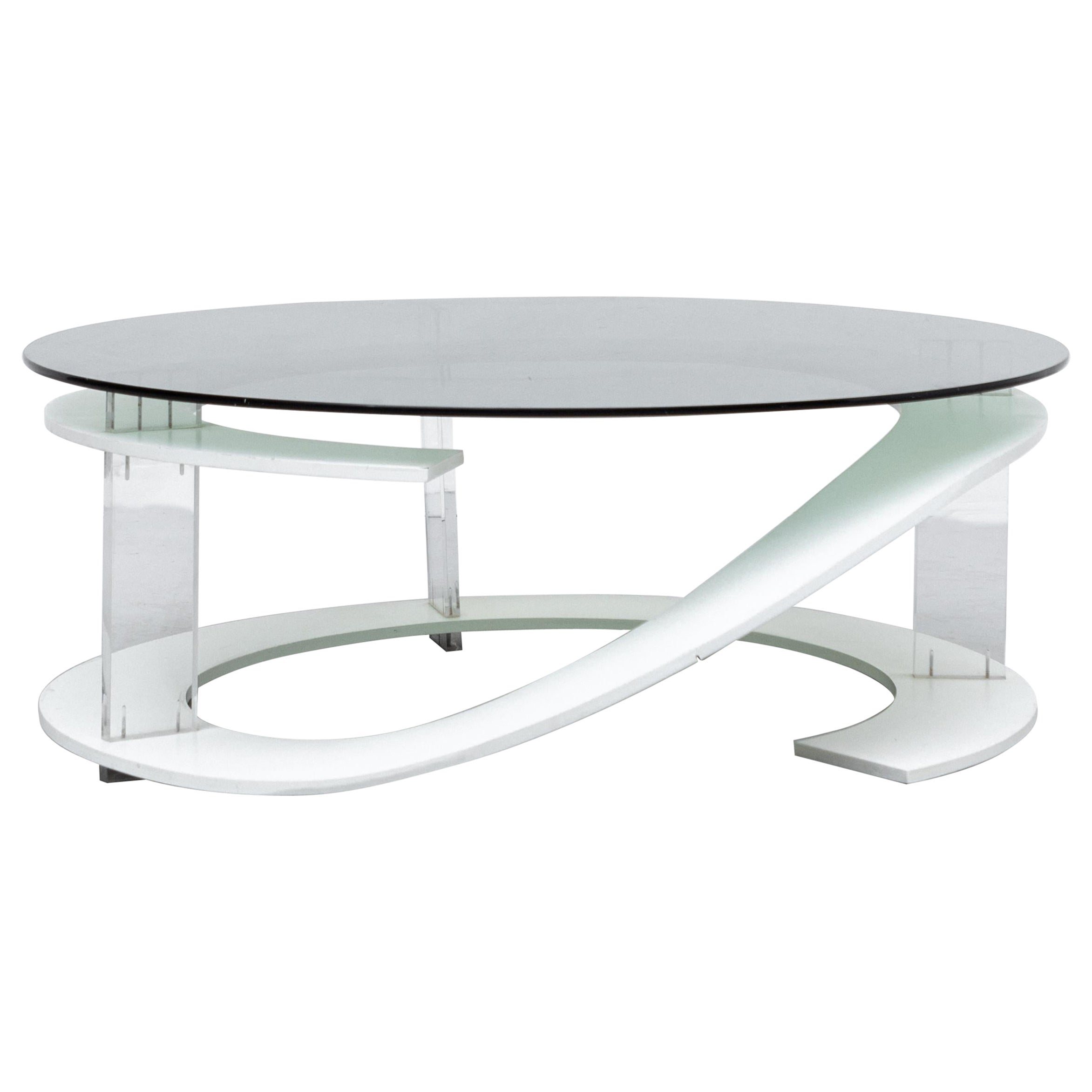 Mod Space Age Coffee Table with Green Smoked Glass