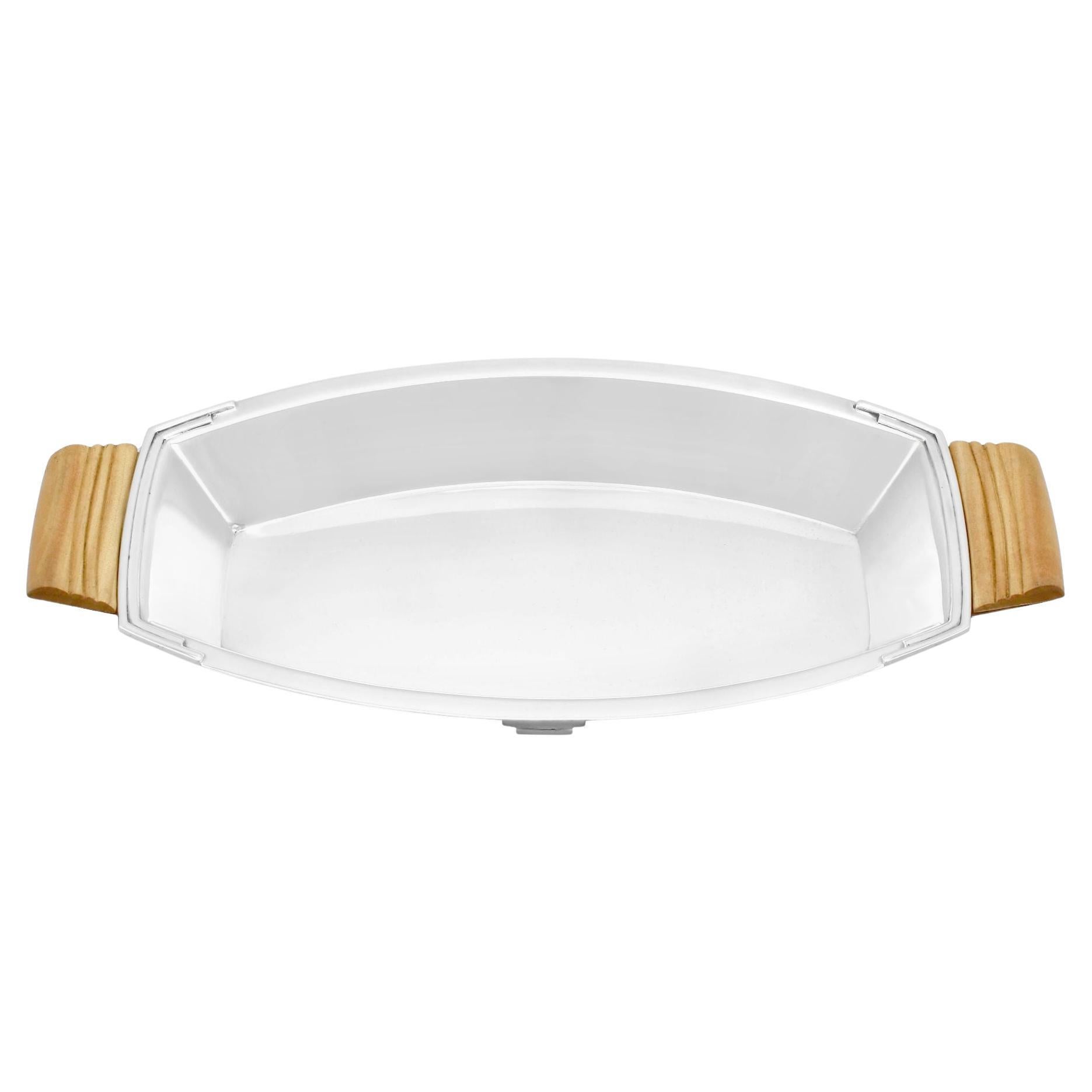 20th Century Art Deco Sterling Silver Bread Dish