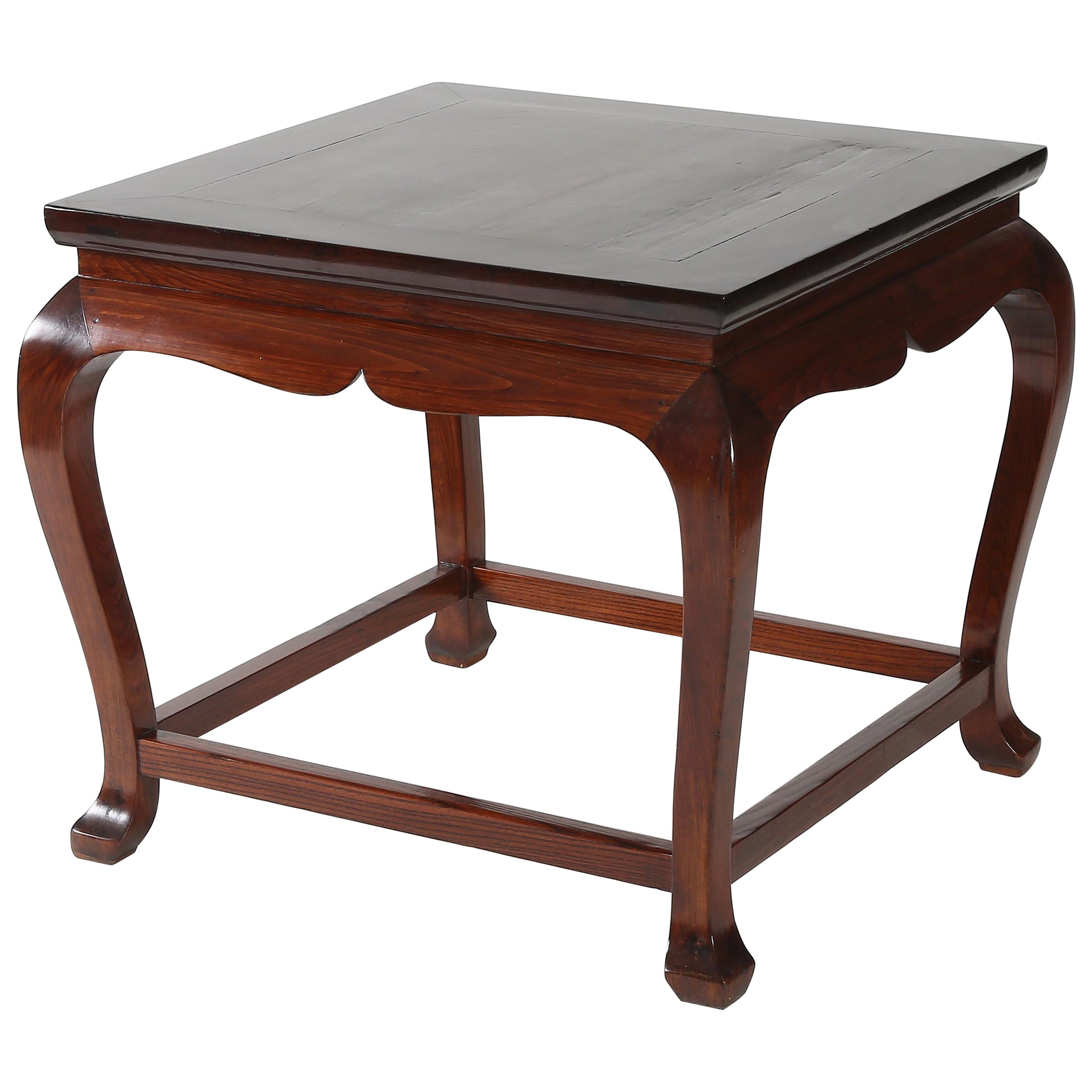 19th Century Square Table with Cabriole Legs For Sale