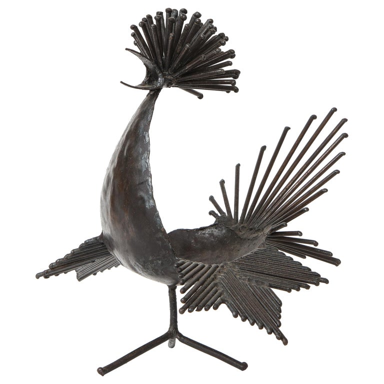 "Le Coq" Sculpture in Soldering Iron by Michel Anasse, France, 1965 For Sale