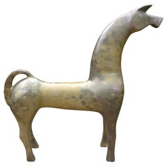 Large Modernist Etruscan Brass Horse Sculpture