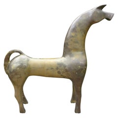 Large Modernist Etruscan Brass Horse Sculpture