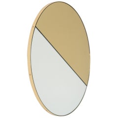 Orbis Dualis Miroir contemporain rond teinté d'or mélangé avec cadre en laiton, XL