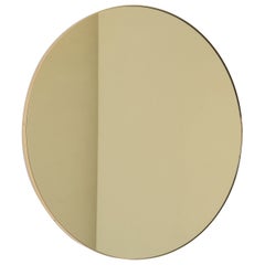 Orbis Gold Tinted Round Bespoke Mirror with Brass Frame, Oversized