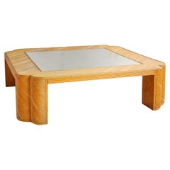 Clover Shaped Bamboo Coffee Table with Mirrored Top