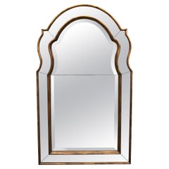 Venetian Style Arched Shaped Mirror with Double Gilded Wood Framed Border