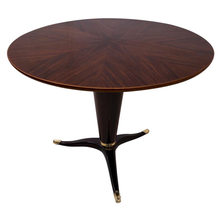 Attributed to Paolo Buffa Mid-Century Modern Italian Walnut Round Table, 1950s For Sale