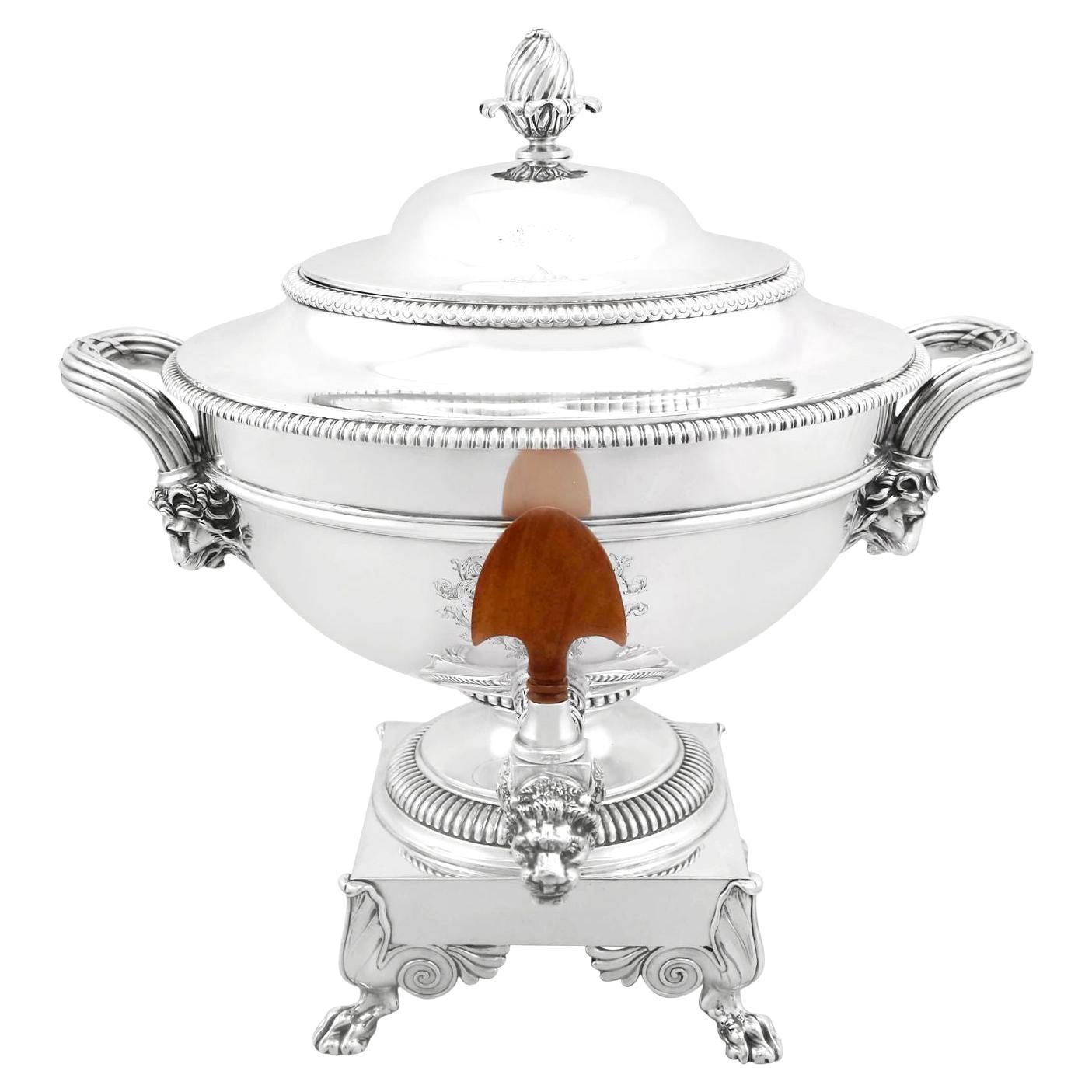 Antique Sterling Silver Samovar by Paul Storr in the Regency Style For Sale