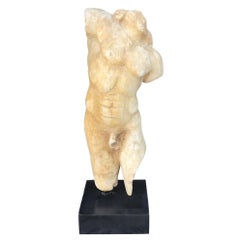 19th Century Italian Neoclassical Style Torso, Antique Carrara Marble Décor
