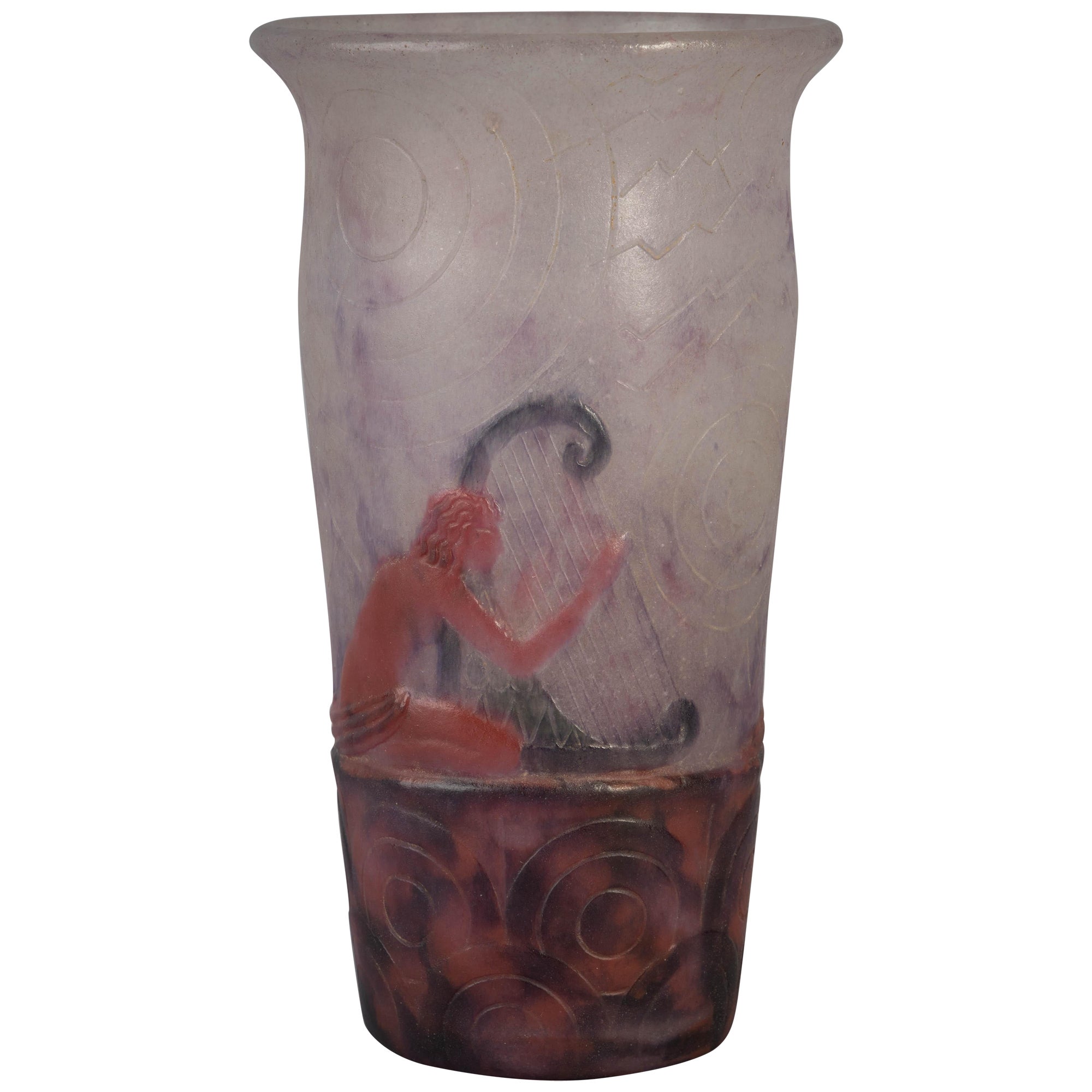 Gabriel Argy Rousseau Pate-De-Verre "Musiciens Grecs" Vase, circa 1920 For Sale