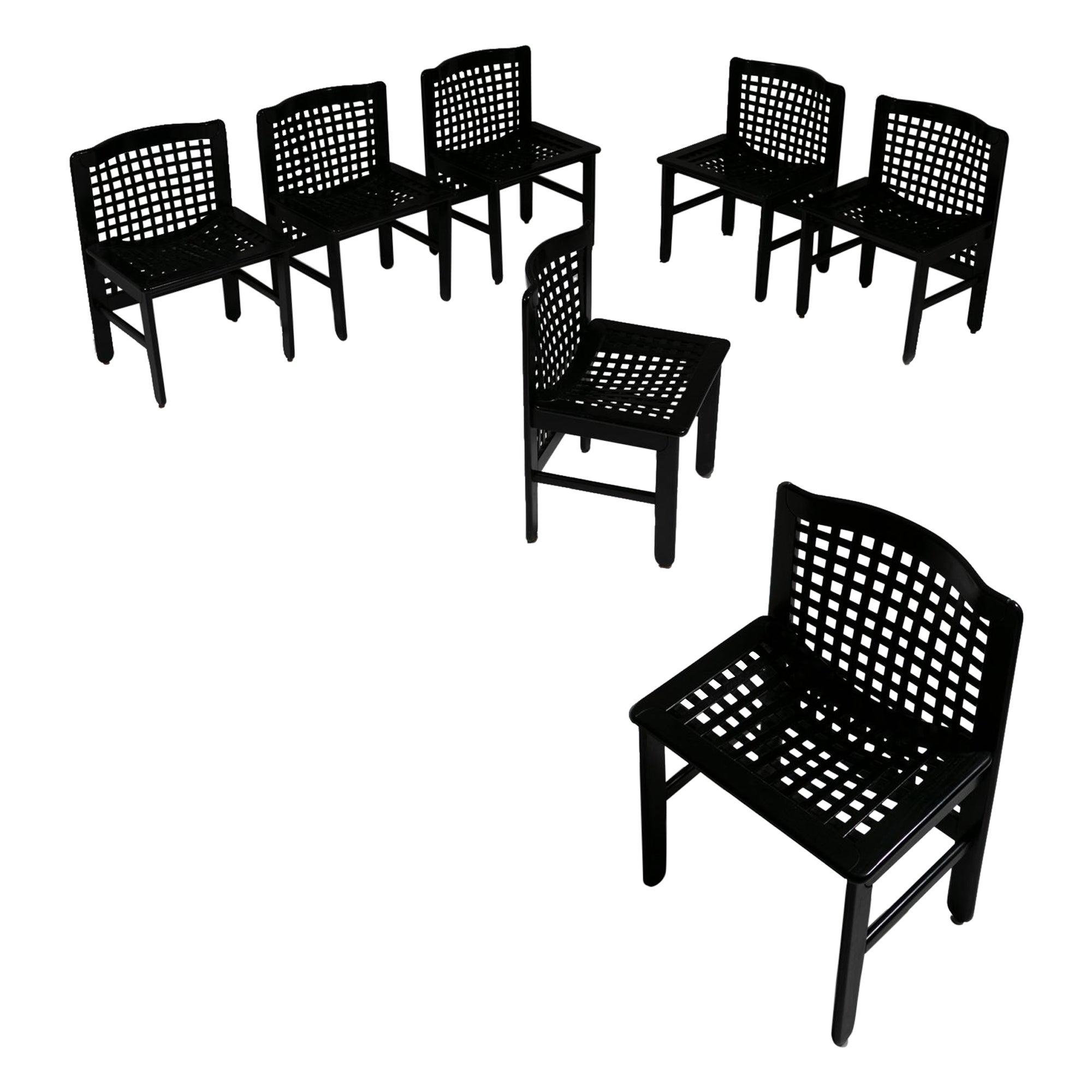 Set of 7 "Transenna" Dining Chairs by Ammannati and Vitelli for Pozzi & Verga