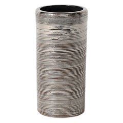 Vase Bitossi, céramique, brossé, argent métallique