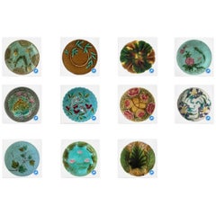 Antique Set of 11 Majolica Plates, circa 1890 Used Set of 11 Majolica Plates, circa 1890