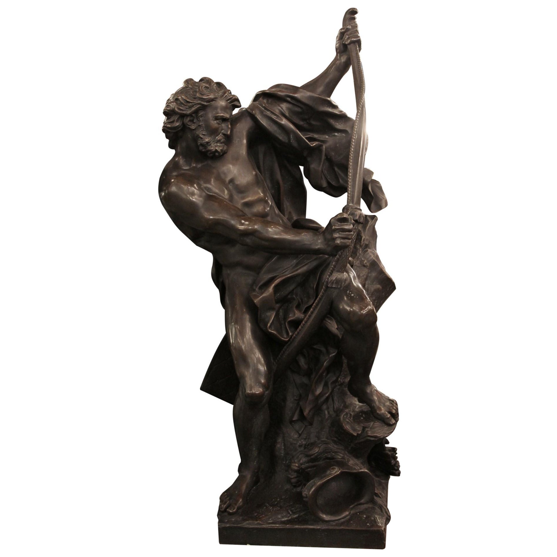 J. Bousseau "Sculpture en bronze Ulysse bandant son arc", vers 1900 en vente