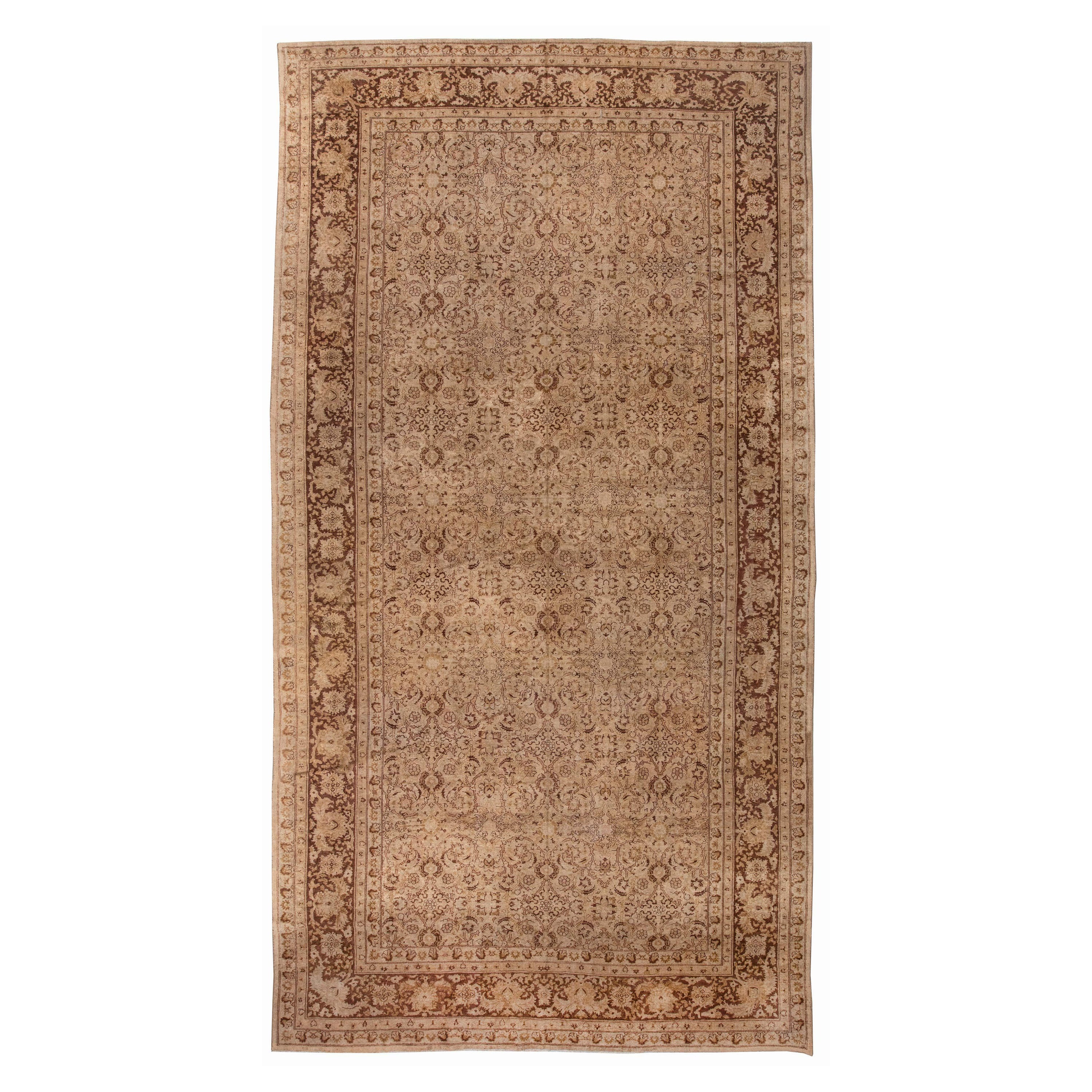 Early 20th Century Indian Amritsar Brown Rug For Sale