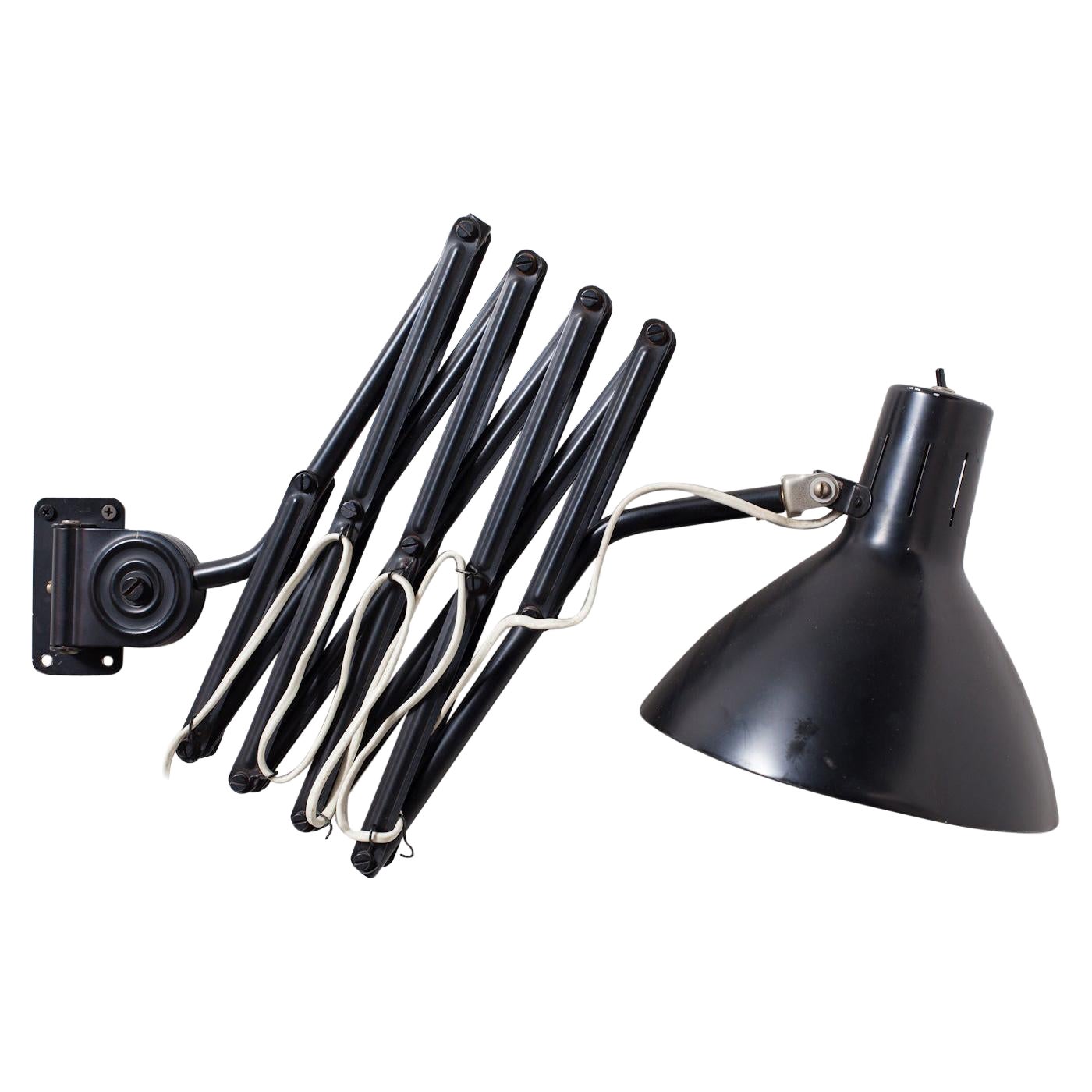 Kaiser Idell Style Black Enameled Metal Accordion Lamp by Hala Zeist