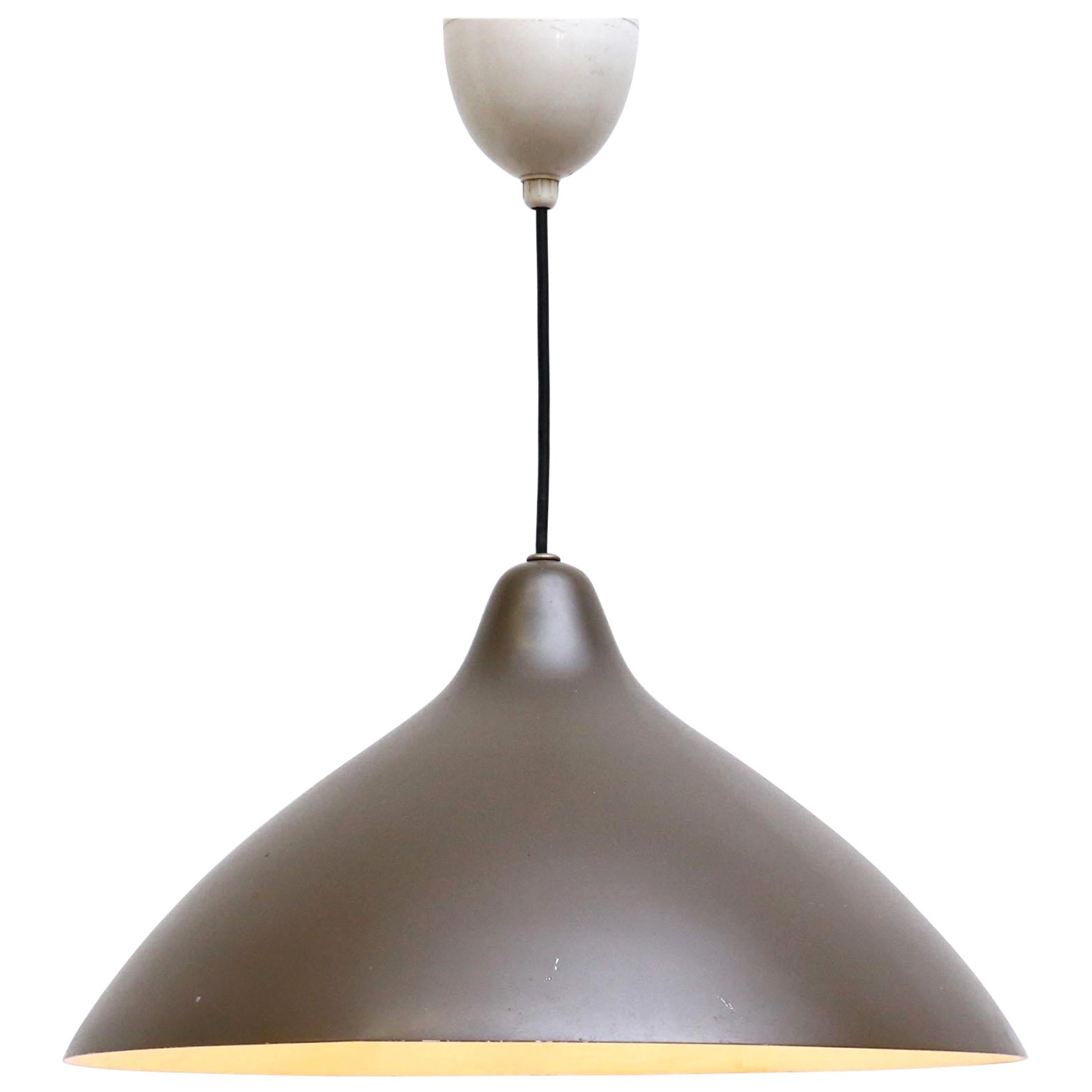 Lisa Johansson-Pape Brown Pendant Lamp with White Pulley and Black Canopy For Sale