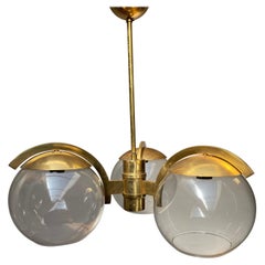 Unique Midcentury Chandelier / Pendant Light w Stunning Clear Glass Globe Shades